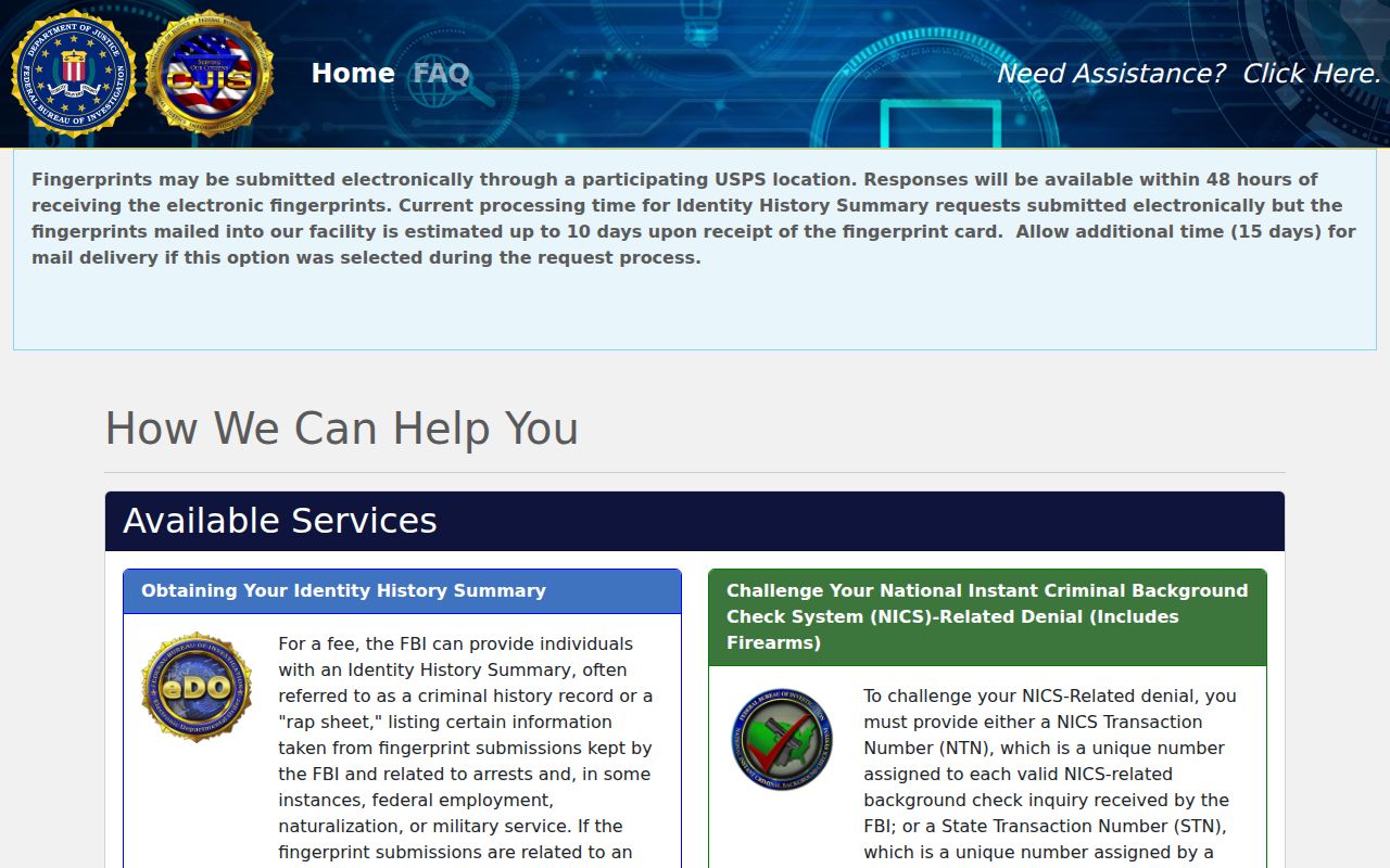 Saluda County criminal history FBI self-review portal