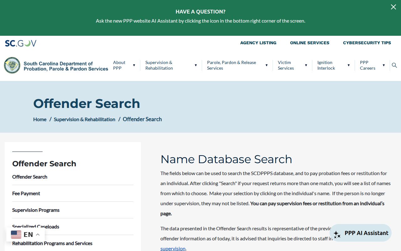 Saluda County criminal supervision record search